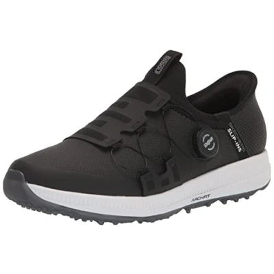 Image of Skechers Men&#039;s Go Elite 5 Arch Fit Waterproof Slip in Golf Shoe Sneaker, Black/White Spikeless, 9 UK Wide