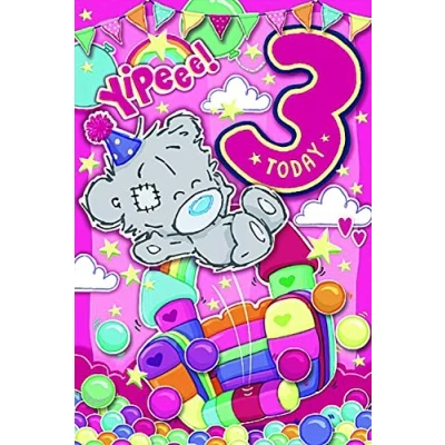 Image of Me To You Dinky Bear Yippee 3 Today Girls 3rd Birthday Card