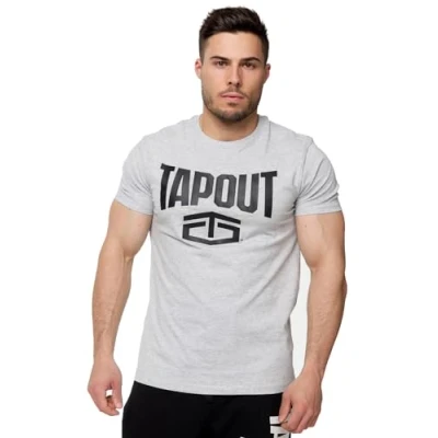 Image of Tapout Men&#039;s Active Basic Tee T Shirt, Marl Grey/Black, L