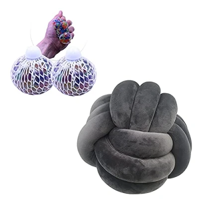 Image of Soft Sensory Kit 1 x Grey Cuddle Ball 2 Mesh Stress Balls Great For children who need to Relieves and Anxiety