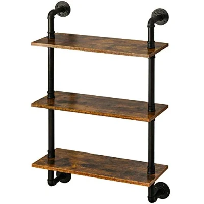 Image of IBUYKE Pipe Floating Shelves, Wall Shelf Outdoor, 60x20x95cm, Decorative Shelving Unit for Wall, Plant Stand, Storage Organiser Bedroom, Bathroom, Living Room, Office RF TM003