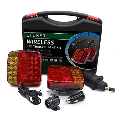 Image of ETUKER LED Magnetic Wireless Trailer tail Lights with Reflector,12V Waterproof Rear Light Brake Indicator License Plate Magnet for Trailer/Lorry/Tractor/Caravan