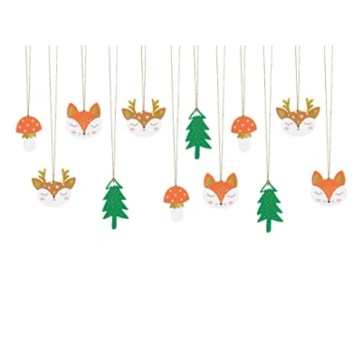 Image of Partydeco sp. z o.o. k. Christmas Foil Gift Tag Set of 12 Forest Animals