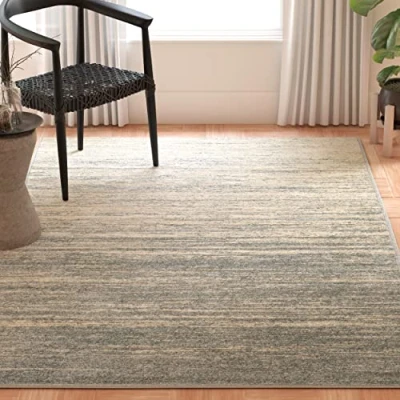 Image of Safavieh Modern Ombre Rug for Living Room, Dining Bedroom Adirondack Collection, Short Pile, in Slate and Cream, 91 X 152 cm