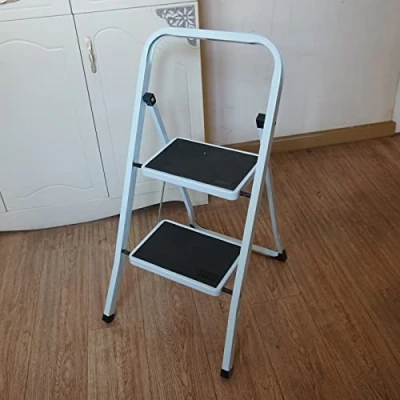 Image of Gr8 Home Portable 2 Step Ladder Foldable Stool Non Slip Tread Heavy Duty Metal Steel Compact Folding DIY