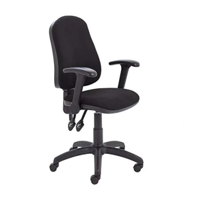 Image of Office Hippo 2 Lever Chair with Height Adjustable Flip Up Arms, Computer Desk Curved Back, Swivel Backrest, Holds to 115kg, Year Wty Black