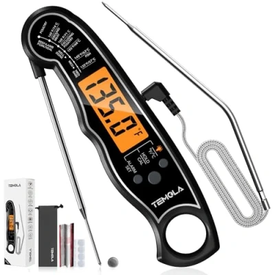 Image of Meat Thermometer, Instant Read Food Thermometer for Cooking, Digital with LCD Backlight Candy Fry Grill BBQ Liquids, Kitchen Oven Safe Dual Probe 2 in 1