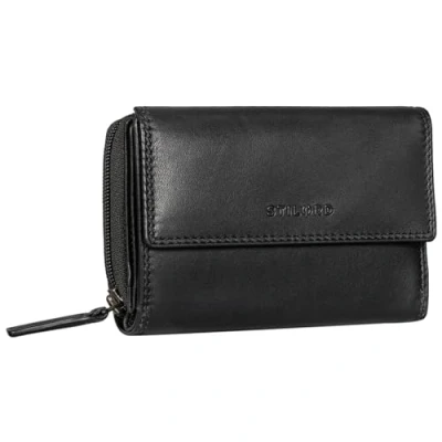 Image of STILORD &#039;Thea&#039; Women&#039;s Purse Leather RFID Wallet Large Vintage with NFC Protection Wallets Zipper in Gift Box Genuine Leather, Colour:Black