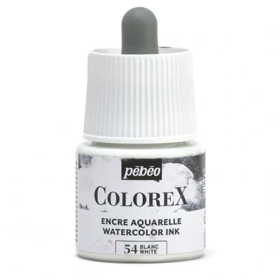 Image of Pébéo Colorex Ink 45 ml White Watercolour Velvety Rendering Multi Tool Drawing for All Media