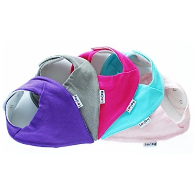 Image of Lovjoy Bandana Dribble Bibs Super Absorbent &amp; Soft for Teething Babies Adjustable Snaps Fits Newborn to 3 Years 5 Pack (Carnations)