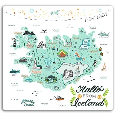 Image of 2 x 10cm Iceland Map Vinyl Stickers Travel Sticker Laptop Luggage #17309 (10cm Wide)