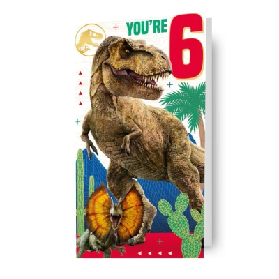 Image of Official Jurassic World The Movie Age 6 Birthday Card, 6th Card for Him, Recyclable Officially Licensed