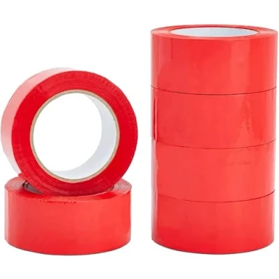 Image of isupli 6 x Red Parcel Packaging tape 48mm 66m Heavy Duty Strong Adhesive Cello for Packing Cardboard Box House Moving Shipping