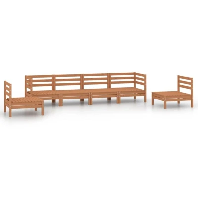Image of vidaXL 6 Piece Garden Lounge Set Honey Brown Solid Wood Pine