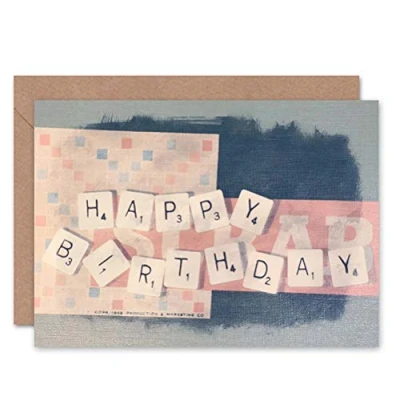 Image of Wee Blue Coo NEW BIRTHDAY FUN SCRABBLE ART GREETINGS GREETING CARD GIFT