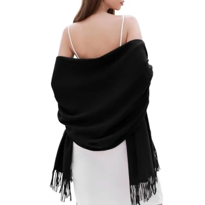 Image of RIIQIICHY Ladies Black Scarf Pashmina Shawls and Wraps for Wedding Scarfs Women Winter Warm
