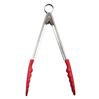 Image of Cuisipro 24 cm Silicone Locking Tongs, Red