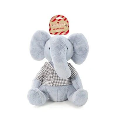 Image of Rosewood Maxi Elton Elephant, Christmas Crinkle Plush Dog Toy, Blue Gingham, 32cm x 31cm