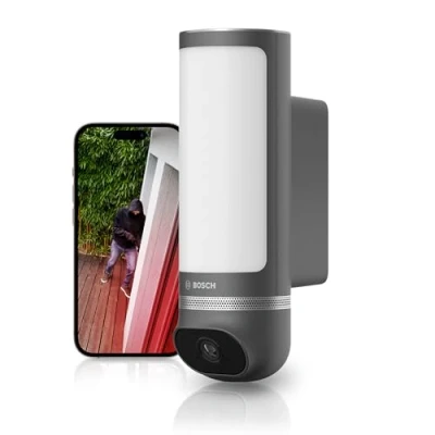 Image of Bosch Smart Home outdoor camera II, surveillance camera, 1080p full HD resolution with integrated alarm siren and designer light, compatible Amazon Alexa, anthracite