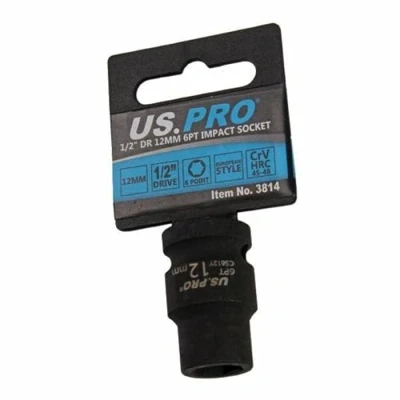 Image of US PRO Tools 12mm Impact Socket 1/2&quot; Drive 6 Point Single Hex 3814