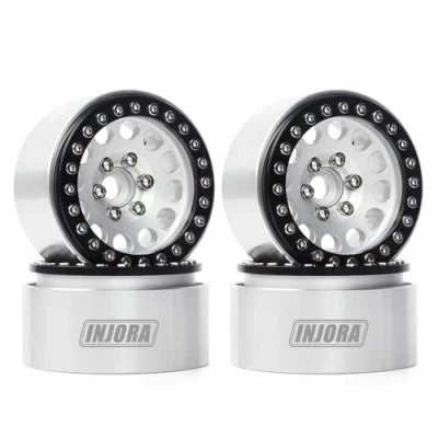 Image of INJORA 4PCS 1.9 Inch Metal Wheel Rim Beadlock Hub for 1:10 RC Rock Crawler Axial SCX10 Pro II III TRX4 D90 VS4 10 Redcat Gen 8 7 Enduro(Black and Silver)