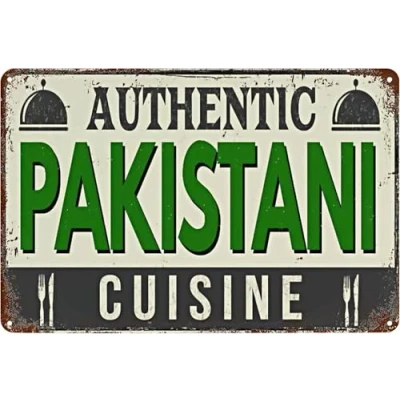 Image of Vintage Metal Signs Authentic Pakistani Cuisine Tin Sign Retro Poster Wall Art Decor Plaque for Home Bar Cafe Club Dinning Room Garage Restaurant 8x12 inch