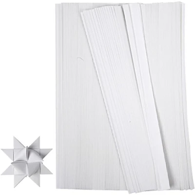 Image of Paper Star Strips, W: 15 mm, white, 500 pcs, L: 45 cm