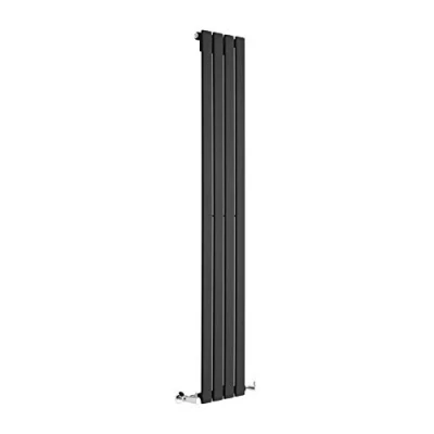 Image of Milano Alpha Black Vertical Single Flat Panel Radiator 1600mm x 280mm
