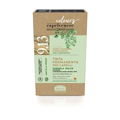 Image of Helan Capelvenere Colours Blonde Hair Dye Permanent, Gentle Formula 9.13, 100% Very Light Ash Golden Coverage Natural Easy to Use, Odourless Ammonia &amp; Alcohol Free Colour