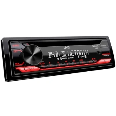 Image of JVC KD DB622BT CD Car Radio with DAB+ and Bluetooth Hands Free Kit (Sound Processor, USB, AUX In, Spotify Control, 4 x 50 Watt, Red Button Lighting, Without Antenna)