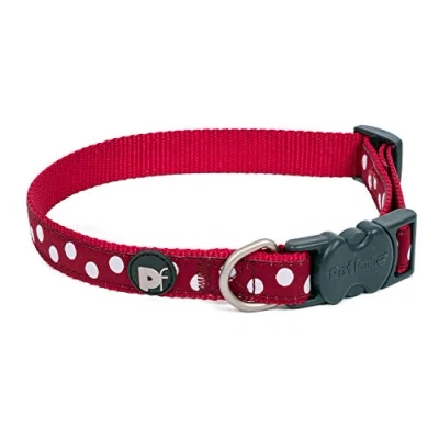 Image of Petface White Dots Print Dog Collar, X Small, Cherry