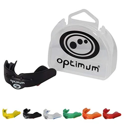 Image of Optimum Matrix Mouthguard Gum Shield Slim Fit with Case for Rugby Hockey Boxing MMA Martial Arts Judo Karate Taekwondo Contact Sports Black, Junior