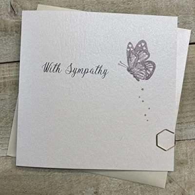 Image of WHITE COTTON CARDS SYMPATHY BUTTERFLY CARD, HAND FINISHED (D110)