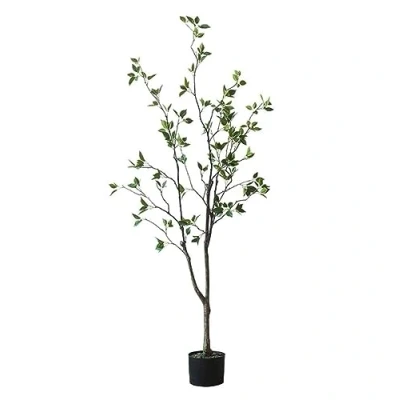 Image of Fake Tree Artificial In Plastic Pot, Trees Indoors Outdoors Potted Decoration For Home Garden Office Decor (Size : 150cm)