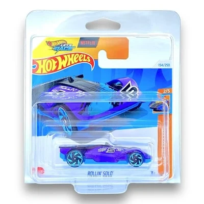Image of Hot Wheels Rollin&#039; Solo (Purple &amp; Blue Let&#039;s Race) 2/5 HW Track Champs 2024 154/250 (Short Card) COMES IN A GENUINE KLAS CAR KEEPER PROTECTOR CASE HTC06