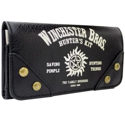 Image of Super Natural Winchester Bros Hunters Kit Purse Tri Fold Coin Pocket &amp; Card Holder, Black