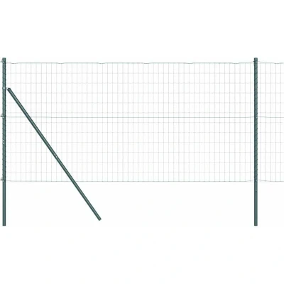 Image of vidaXL Euro Fence with 7 Posts 1.4x10 m Galvanised Steel Green