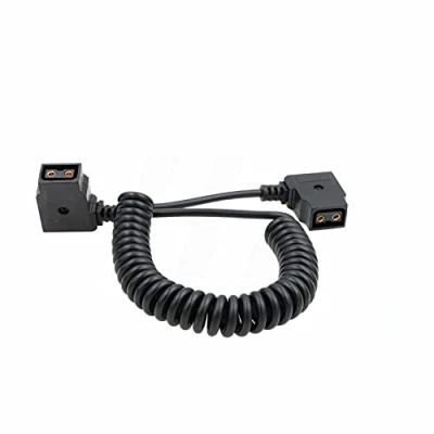 Image of D tap P Female to Extension Coiled Power Cable for Anton Bauer V lock Gold Mount Battery