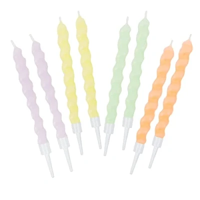 Image of Talking Tables Pastel Twirl Birthday Candles Coloured Cake Decorations for Birthdays, Office Parties and Baby Showers 8 Pack,7cm
