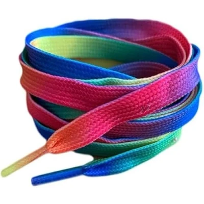 Image of 120cm Multi Coloured Ombre Rainbow Flat Shoe Laces For Trainers Skate Shoes, Hi Tops, Shoes Boots are 10mm wide