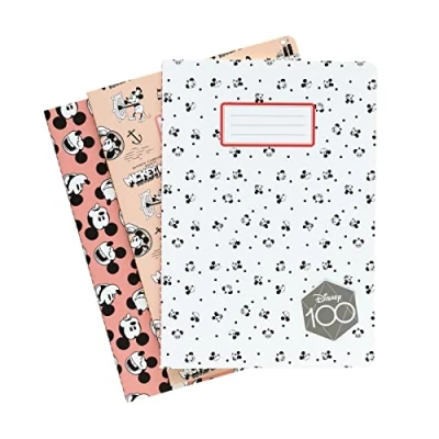 Image of Grupo Erik Disney 100 Mickey Pack of 3 A5 Notebooks Notebook Notepads Notepad Cute Stationery Mouse Gifts