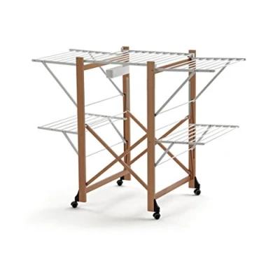 Image of Arredamenti Italia Aliante Wire Drying Rack, 25 m, Cherry Wood