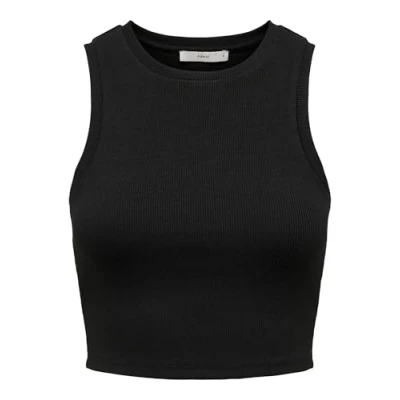 Image of ONLY Women&#039;s Onlvilma S/L Cropped Tank Top JRS Noos, Black, XS