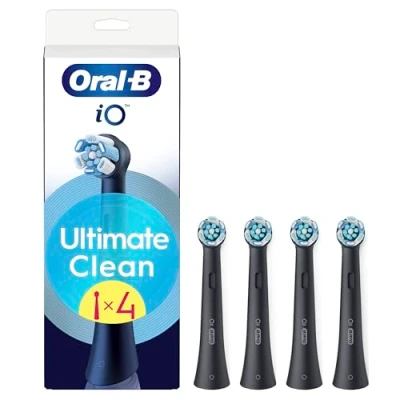 Image of Oral B iO Ultimate Clean Black Replacement Electric Toothbrush Heads 4 Pack