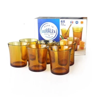Image of Duralex Vermeil DX2000 Tumblers 7.5oz / 210ml Pack of 6 21cl Glasses, Toughened Tempered Hiball Tumblers, Glasses