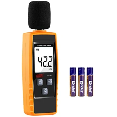 Image of XinJiaYi Decibel Meter, Portable dB Meter (Sound Level Meter), Digital Noise Range 30 130 dB(A) Sound Monitor Tester, Yellow