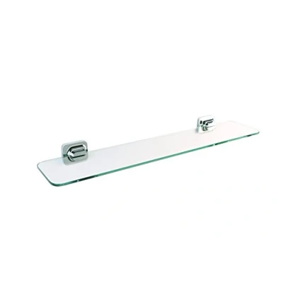 Image of Croydex Flexi Fix Easy to Fit Shoreditch Glass Shelf with Zinc Alloy Construction, Chrome