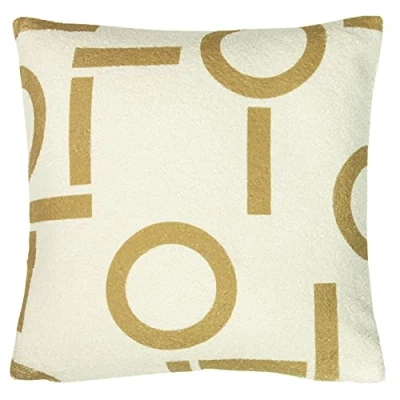 Image of furn. Shearling Circa Printed Geometric Feather Filled Cushion Yellow One Size