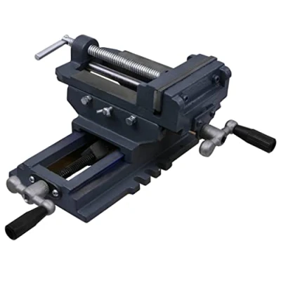 Image of vidaXL Manual Cross Slide Drill Press Vice with Secure Grip, Cast Iron Construction, 130mm Jaw Width, Adjustable Lead Screws