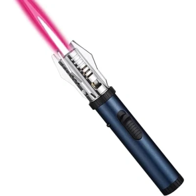 Image of Jet Flame Lighter, Long Butane Refillable Torch Windproof lighter Adjustable for Grill, BBQ, Camping, Stove, Candle (Sold without Gas) (Blue)